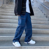 Wide Leg Cargo Denim Pants